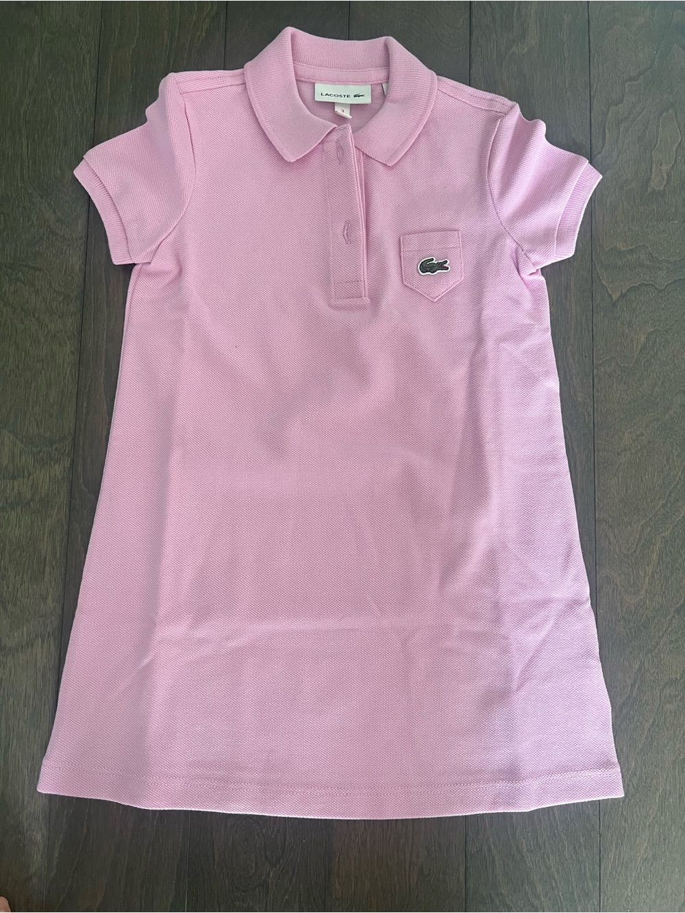 Lacoste Girls' Light Pink/Lilac Polo Dress with Signature Crocodile